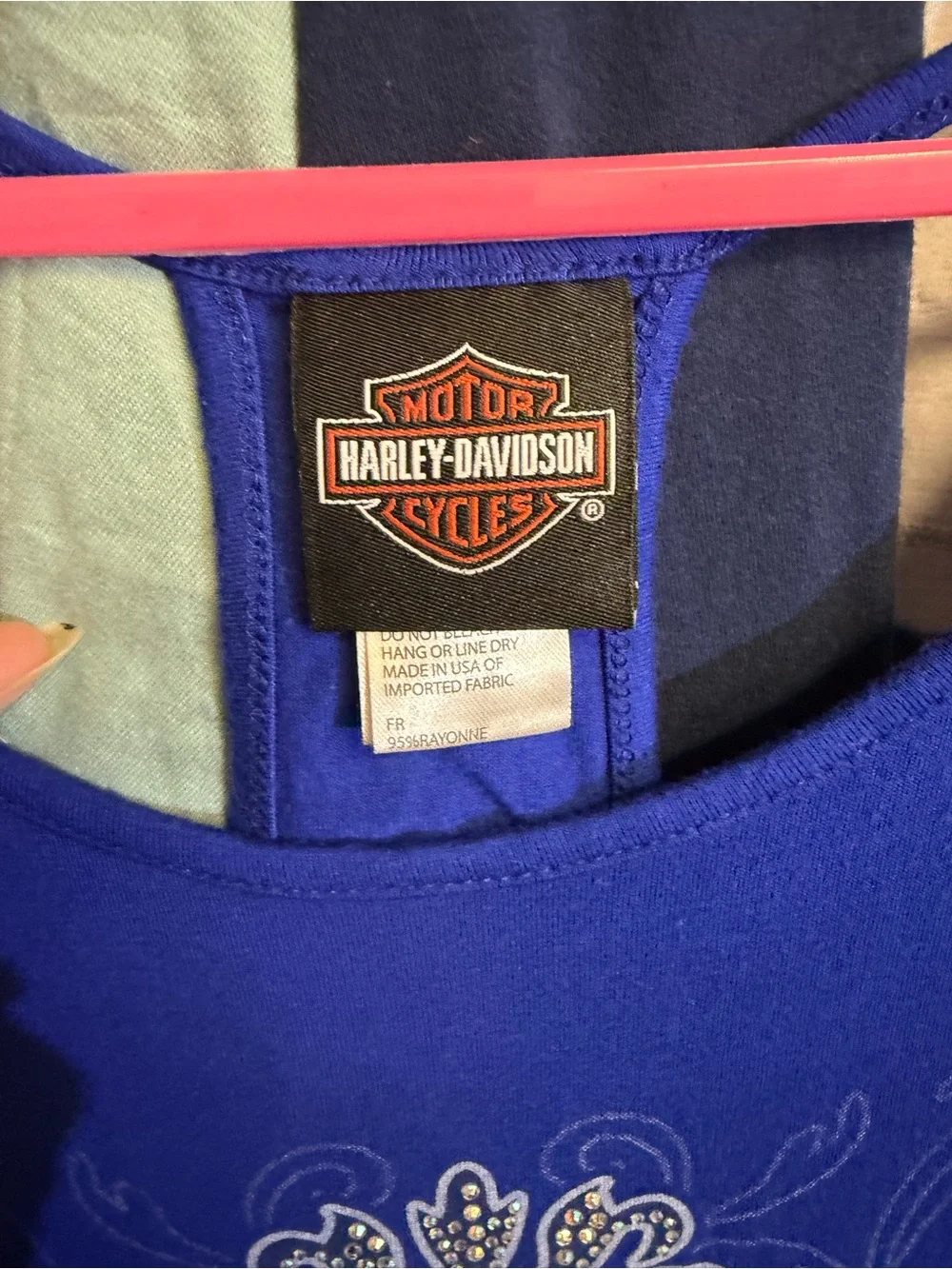 Harley-Davidson Royal Blue Women's Graphic Tank Top - Picture 3 of 5